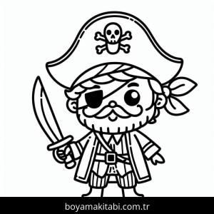 Korsan boyama sayfası – çizgi film temalı, basit çizim