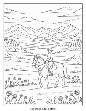 Köy boyama sayfası – çizgi film temalı, basit çizim