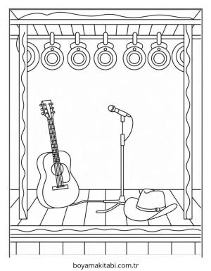 Köy boyama sayfası – sevimli karakter, sanatsal çalışma