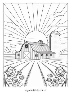 Köy boyama sayfası – boyama etkinliği, çocuk aktivitesi