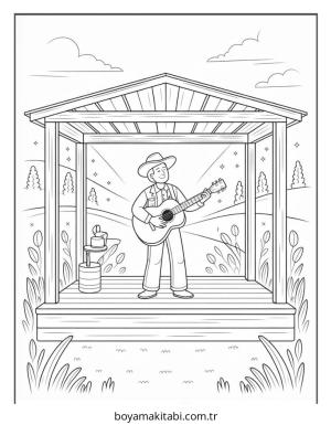 Köy boyama sayfası – keyifli zaman, renkli çizimler