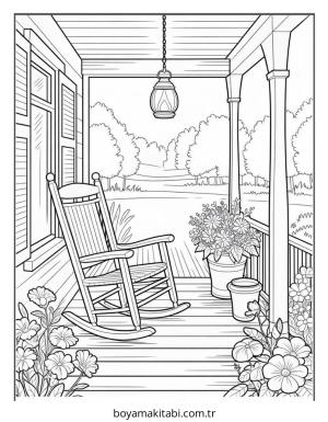 Köy boyama sayfası – basit çizim, kolay boyama