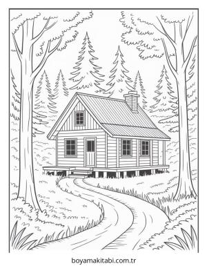 Köy boyama sayfası – çocuklar için, çizgi film temalı