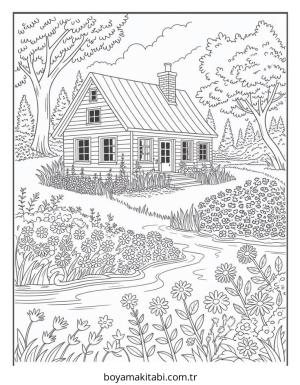 Köy boyama sayfası – okul öncesi, evde etkinlik