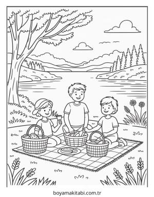 Köy boyama sayfası – evde etkinlik, ücretsiz yazdır