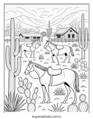 Köy boyama sayfası – çizgi film temalı, basit çizim