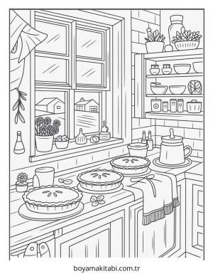 Köy boyama sayfası – eğlenceli etkinlik, el becerilerini geliştirir