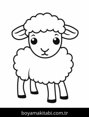 Koyun boyama sayfası – çocuklar için, çizgi film temalı