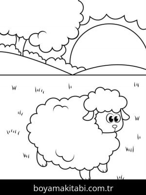 Koyun boyama sayfası – renkli çizimler, okul öncesi
