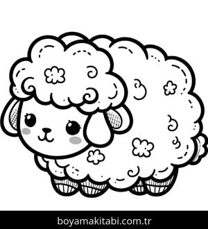 Koyun boyama sayfası, Sheep coloring page, minimal, renkli, harika