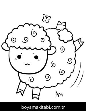 Koyun boyama sayfası – çocuk aktivitesi, PDF indir