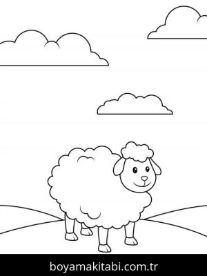 Koyun boyama sayfası – basit çizim, kolay boyama