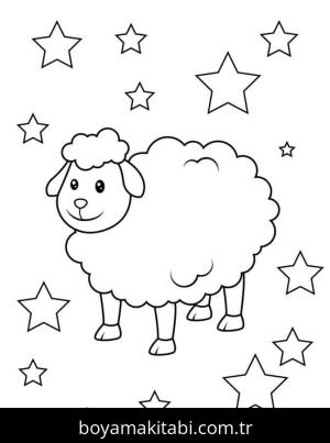 Koyun boyama sayfası – PDF indir, sevimli karakter