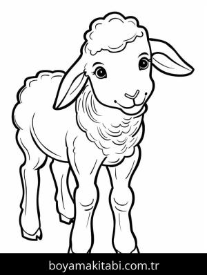 Koyun boyama sayfası – sevimli karakter, sanatsal çalışma
