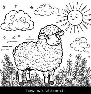 Koyun boyama sayfası, Sheep coloring page, sevimli, doğal, doğal