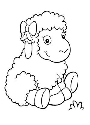 Koyun boyama sayfası, Sheep coloring page, Gülümseyen Oturan Koyun, 