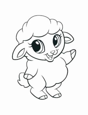 Koyun boyama sayfası, Sheep coloring page, Kawaii Koyun, 
