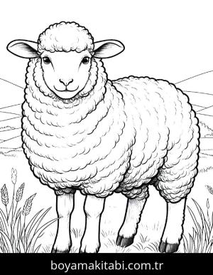 Koyun boyama sayfası, Sheep coloring page, çizgi, renkli, eğlenceli