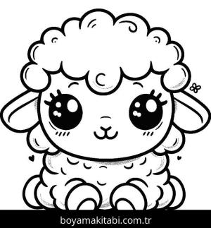 Koyun boyama sayfası, Sheep coloring page, benzersiz, şirin, masalsı