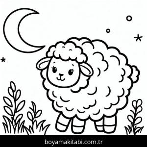 Koyun boyama sayfası – okul öncesi, evde etkinlik