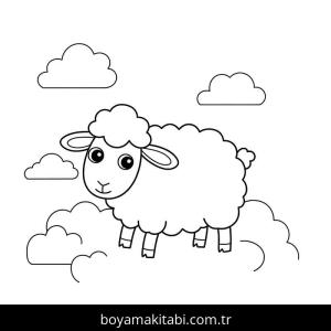 Koyun boyama sayfası – çocuklar için, çizgi film temalı