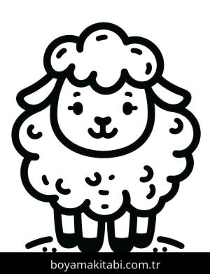 Koyun boyama sayfası – basit çizim, kolay boyama