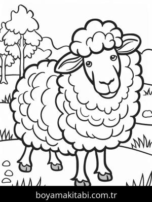 Koyun boyama sayfası – çocuk aktivitesi, PDF indir