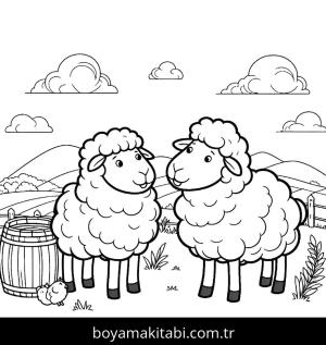 Koyun boyama sayfası, Sheep coloring page, çizgi, çizgi, kreatif