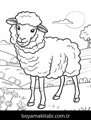 Koyun boyama sayfası – eğlenceli etkinlik, el becerilerini geliştirir