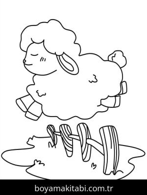 Koyun boyama sayfası – eğlenceli etkinlik, el becerilerini geliştirir