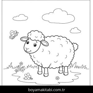 Koyun boyama sayfası – evde etkinlik, ücretsiz yazdır