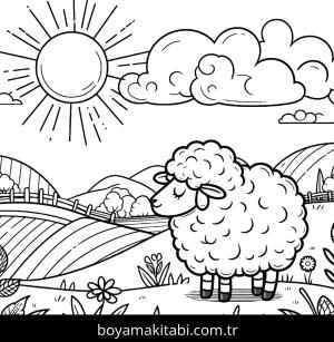 Koyun boyama sayfası, Sheep coloring page, kreatif, yuvarlak hatlı, detaylı