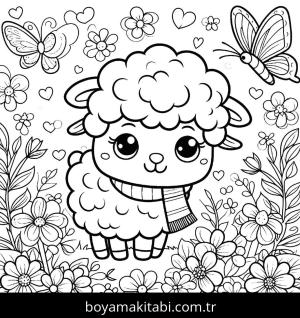 Koyun boyama sayfası, Sheep coloring page, kreatif, çizgi, karikatür