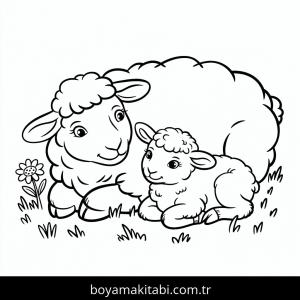 Koyunlar boyama sayfası – okul öncesi, evde etkinlik