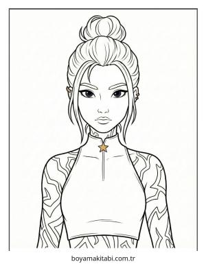 KPop Demon Hunters (24).jpg boyama sayfası – çizgi film temalı, basit çizim