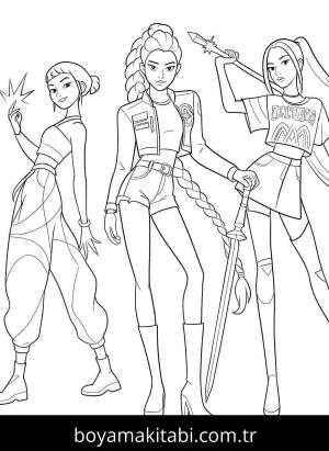 KPop Demon Hunters boyama sayfası – kolay boyama, eğitici aktivite