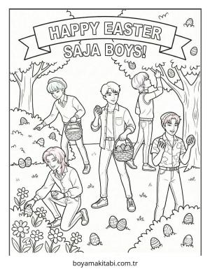 KPop Demon Hunters boyama sayfası – el becerilerini geliştirir, boyama çalışması