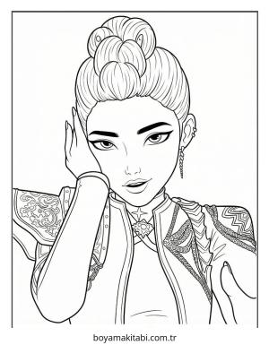 KPop Demon Hunters boyama sayfası – okul öncesi, evde etkinlik