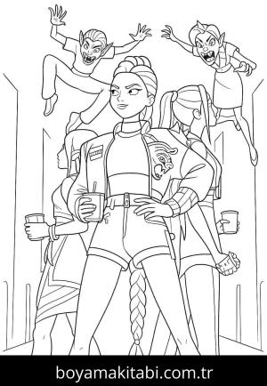 KPop Demon Hunters boyama sayfası – PDF indir, sevimli karakter