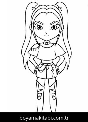 KPop Demon Hunters boyama sayfası – el becerilerini geliştirir, boyama çalışması