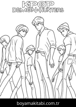 KPop Demon Hunters boyama sayfası – yaratıcılığı geliştirir, keyifli zaman