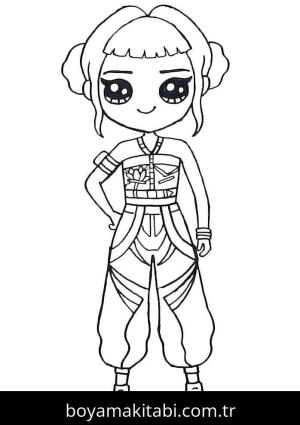 KPop Demon Hunters boyama sayfası – basit çizim, kolay boyama