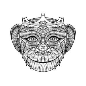 Kral boyama sayfası,  coloring page, Baş Maymun Kral Mandala, 