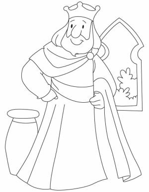 Kral boyama sayfası,  coloring page, Kral sarayda Gülüyor, 