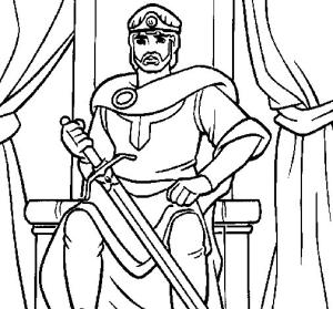 Kral boyama sayfası,  coloring page, Kılıç Tutan Kral Çizimi, 