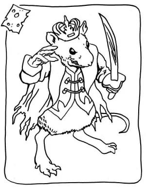 Kral boyama sayfası,  coloring page, Kılıç tutan canavar Fare Kral, 