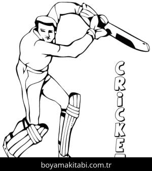Kriket Sporu boyama sayfası – el becerilerini geliştirir, boyama çalışması