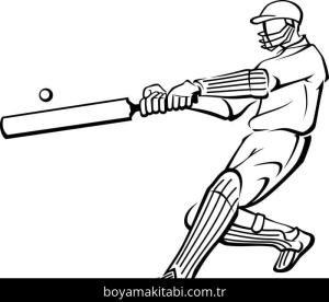 Kriket Sporu boyama sayfası – basit çizim, kolay boyama