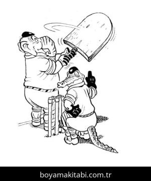 Kriket Sporu boyama sayfası – yaratıcılığı geliştirir, keyifli zaman