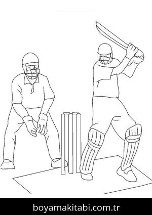 Kriket Sporu boyama sayfası – sanatsal çalışma, çocuklar için